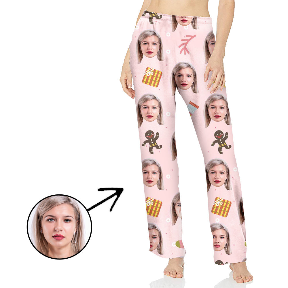 Custom Photo Pajamas Pants For Women With Christmas Pendants