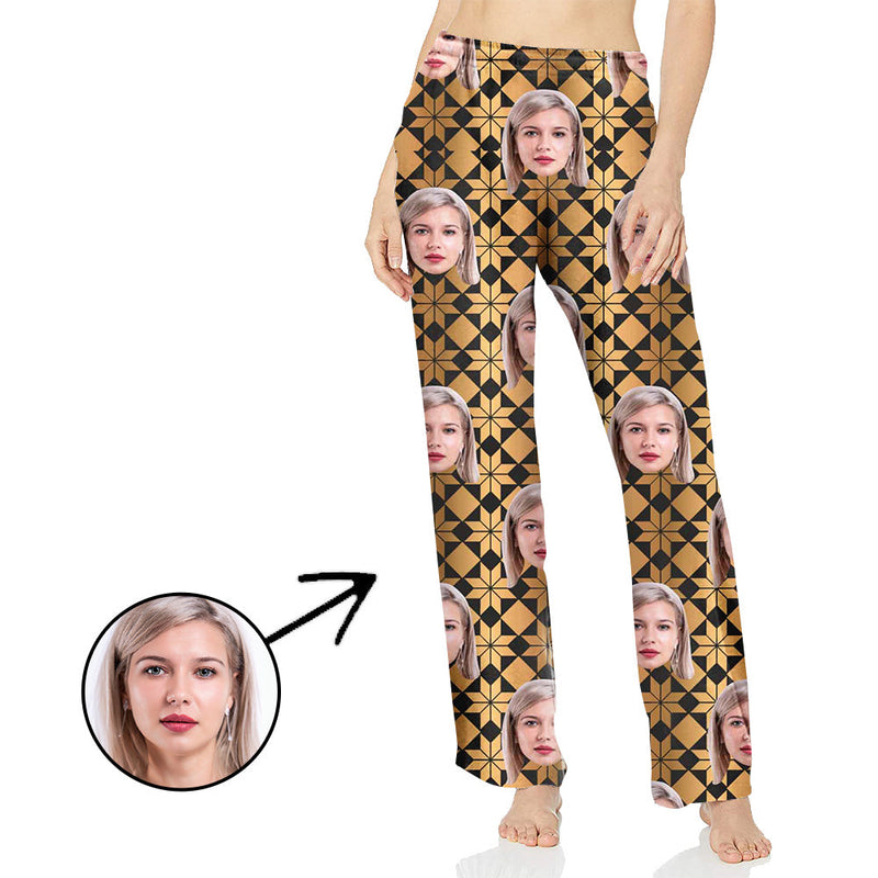 Custom Photo Pajamas Pants For Women All Over Flowers