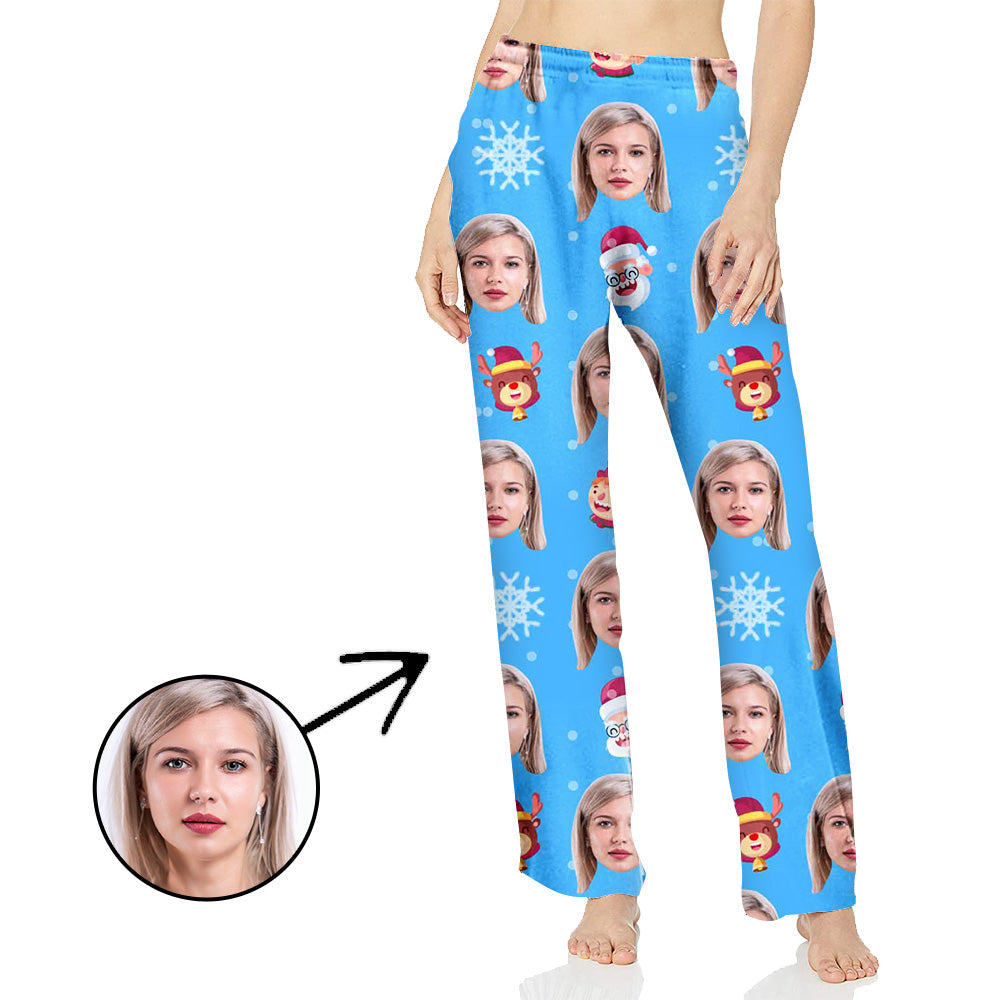 Custom Photo Pajamas Pants For Women Lovely Santa And Animals