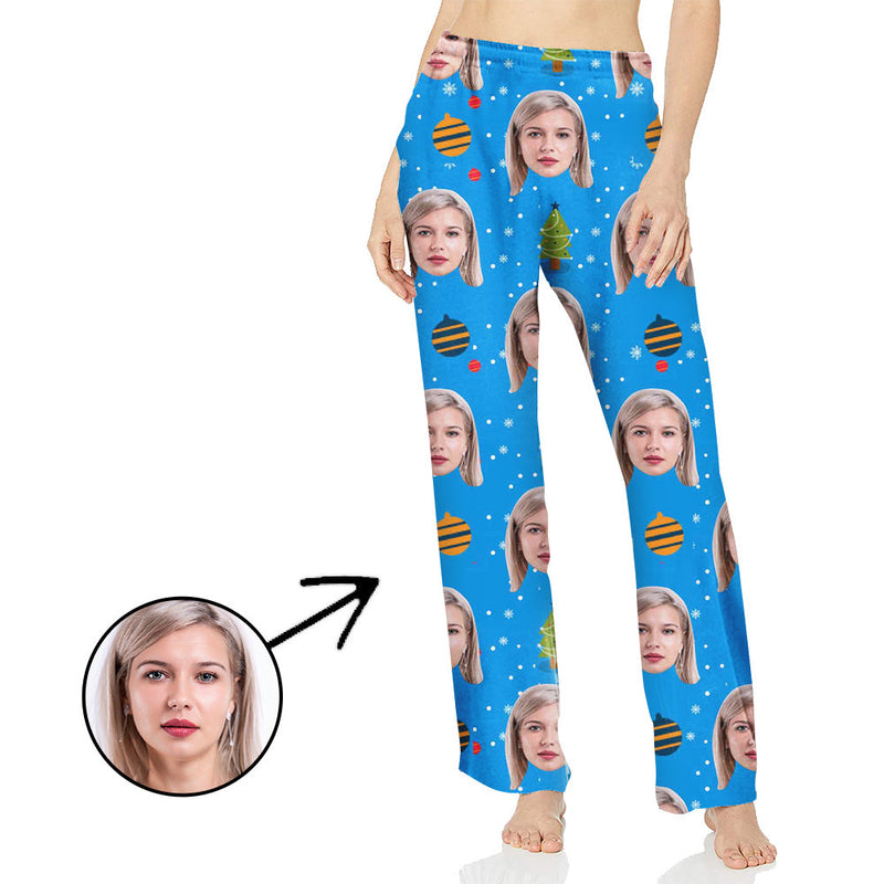 Face Pajamas Pants Photo Pajama Pants Face On Pajamas For Women Christmas Pandants In Blue Special Offer Christmas Gifts