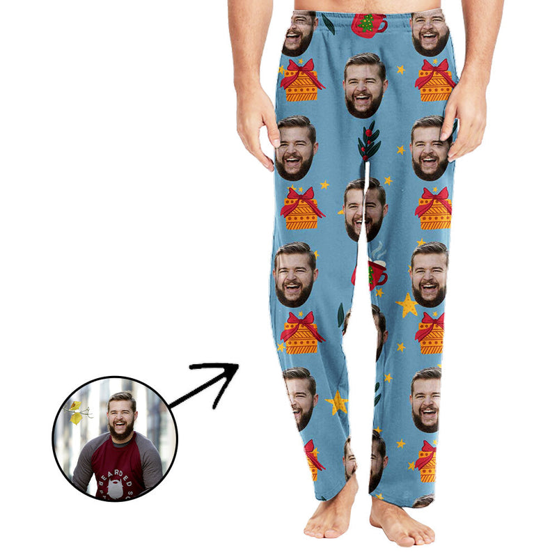 Custom Photo Pajamas Pants For Men Christmas Gift And Stars