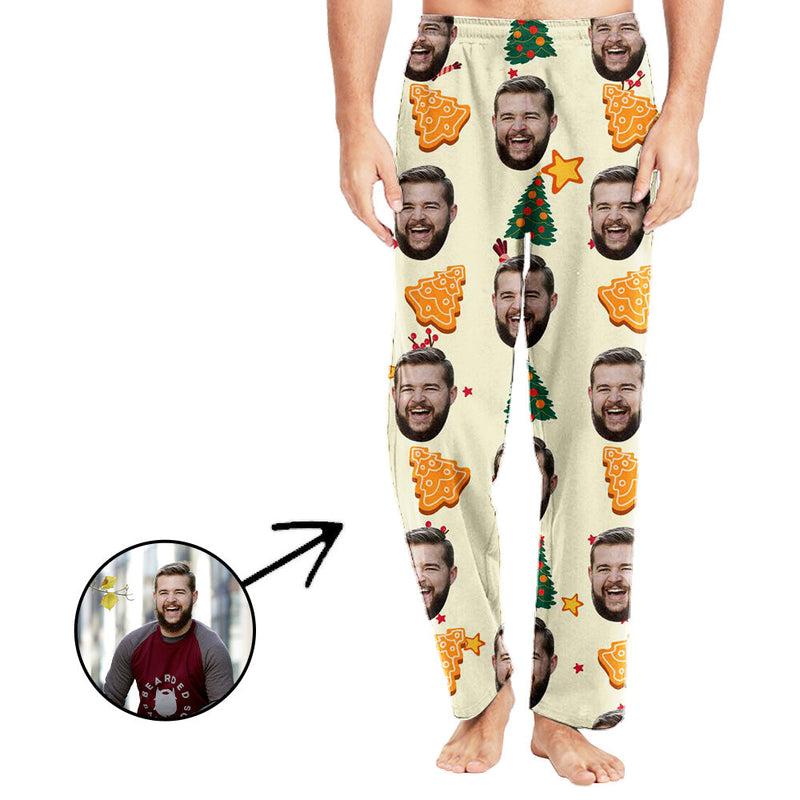 Custom Photo Pajamas Pants For Men Christmas Tree