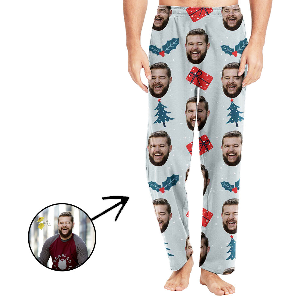Custom Photo Pajamas Pants For Men Christmas Tree With Gifts