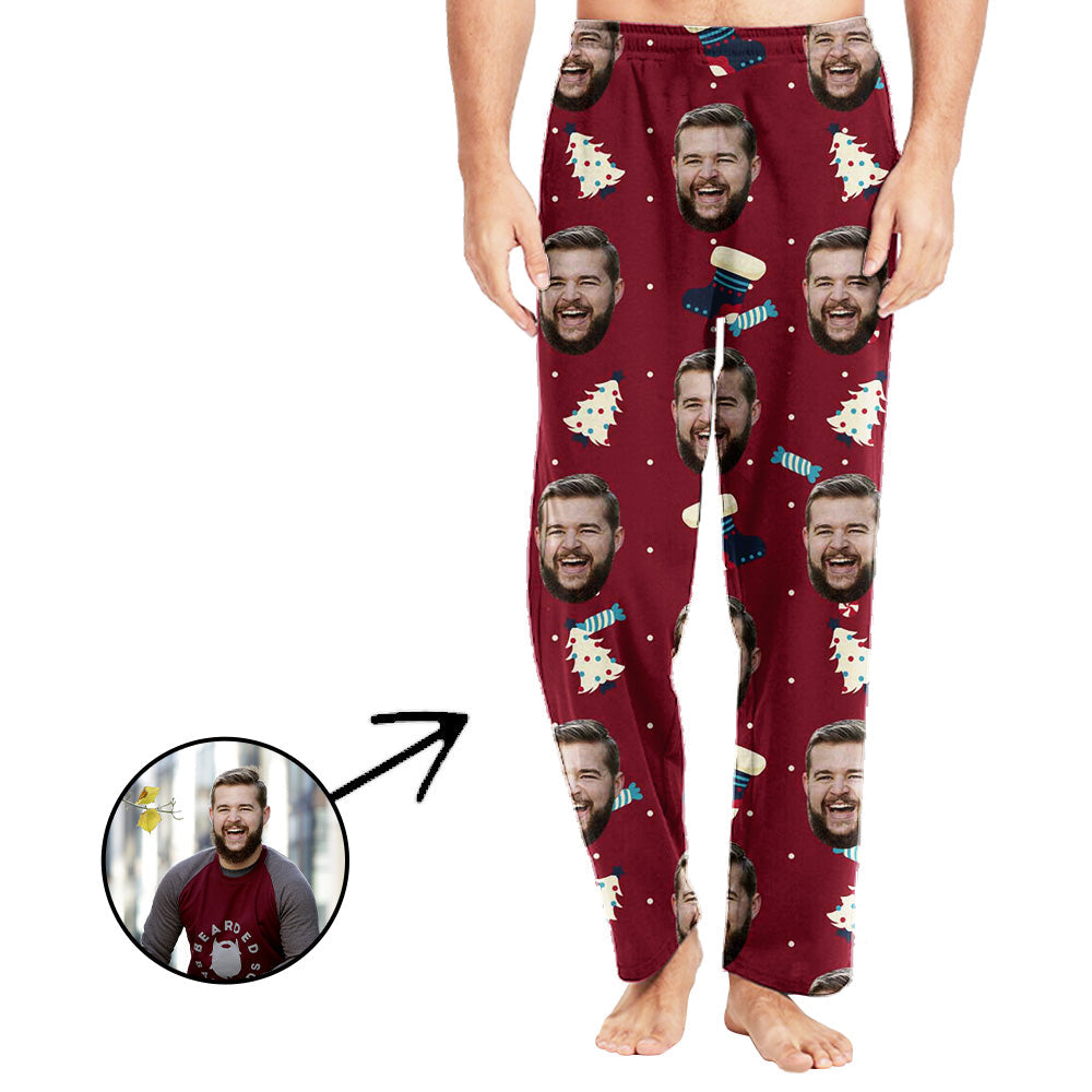 Face Pajamas Pants Photo Pajama Pants Face On Pajamas For Men Christmas Tree In Red Special Offer Christmas Gifts