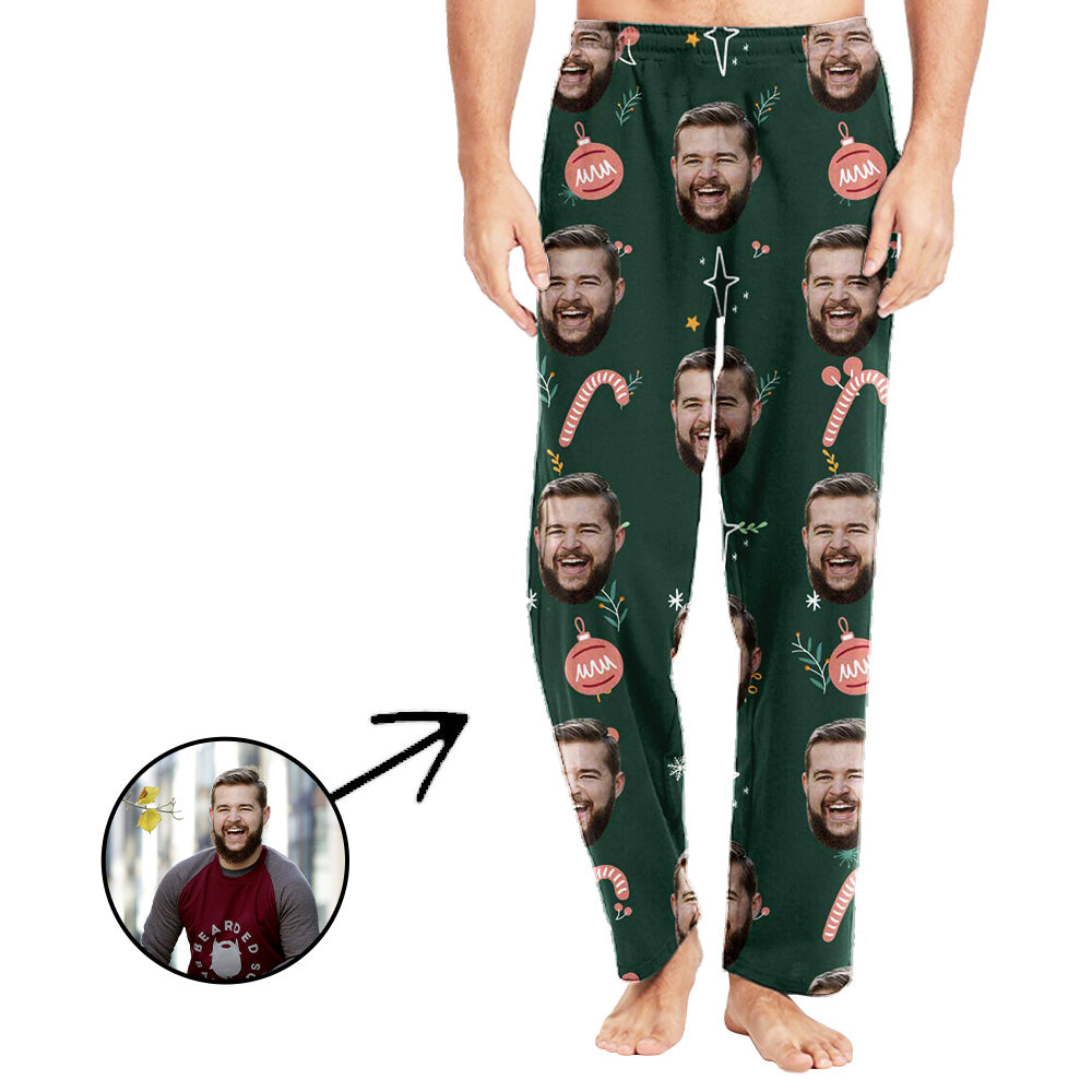 Custom Photo Pajamas Pants For Men Candy Cane And You