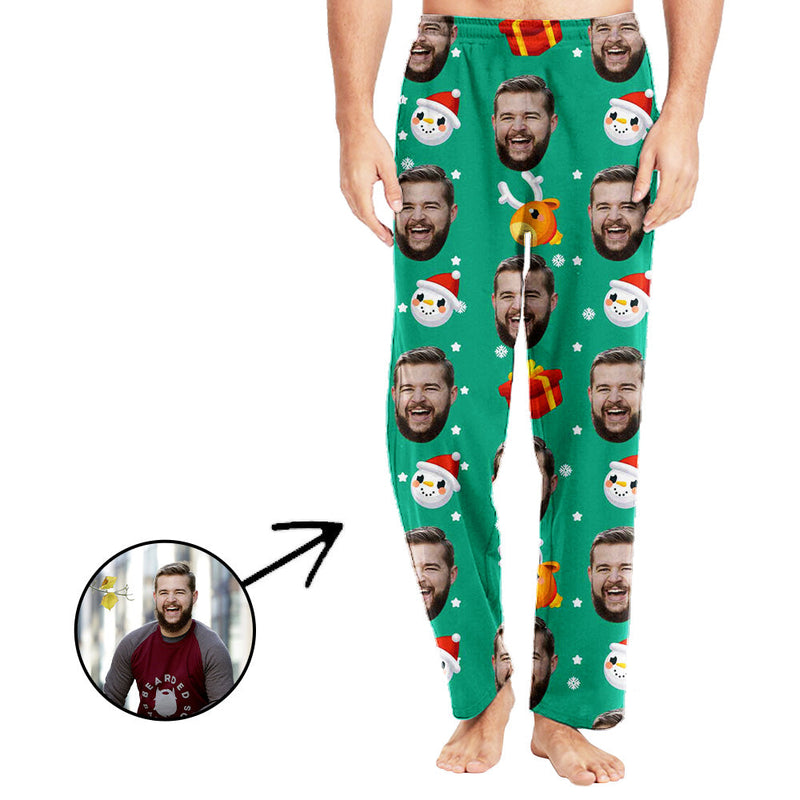 Custom Photo Pajamas Pants For Men Lovely Snowman And Gifts