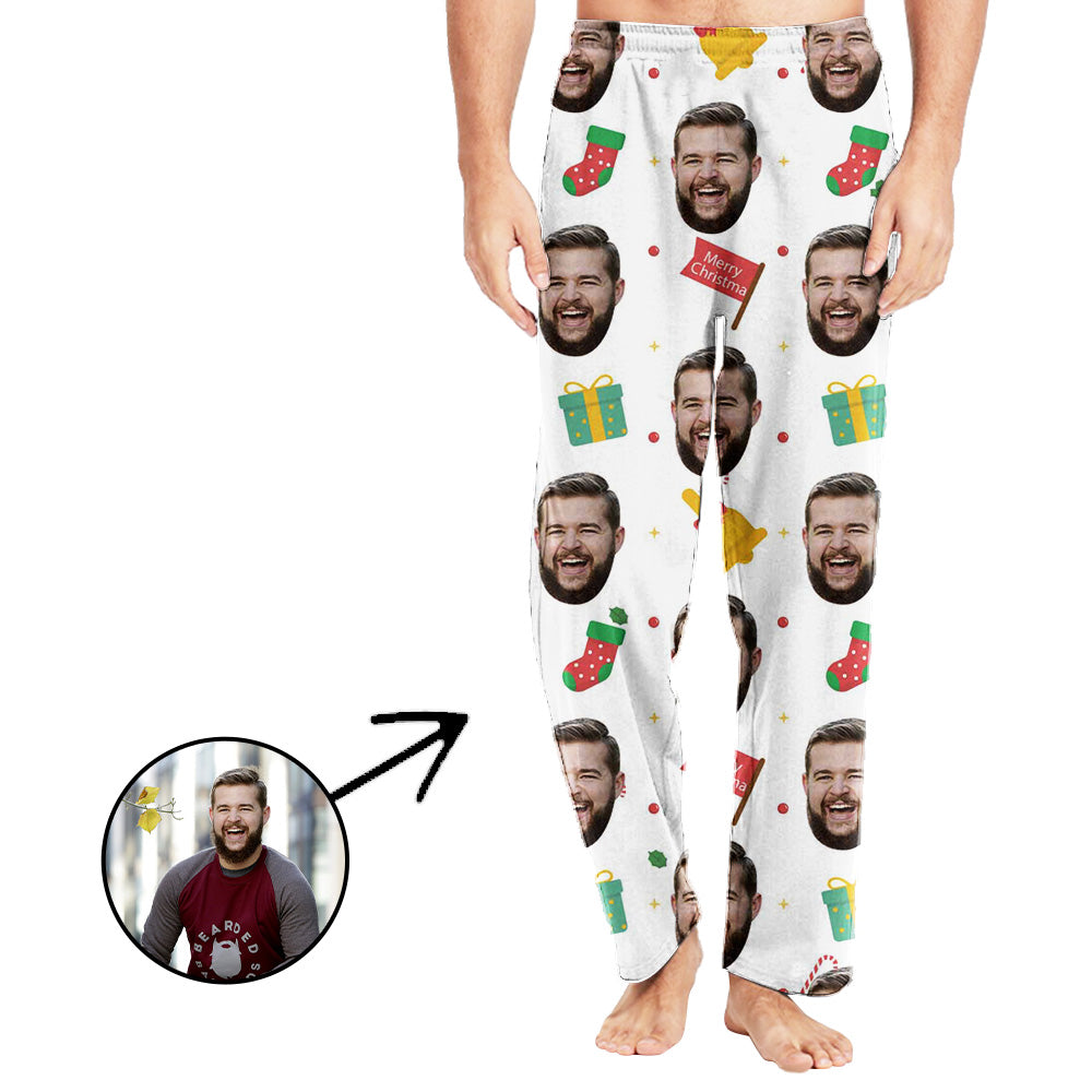 Custom Photo Pajamas Pants For Men Merry Christmas And Gifts