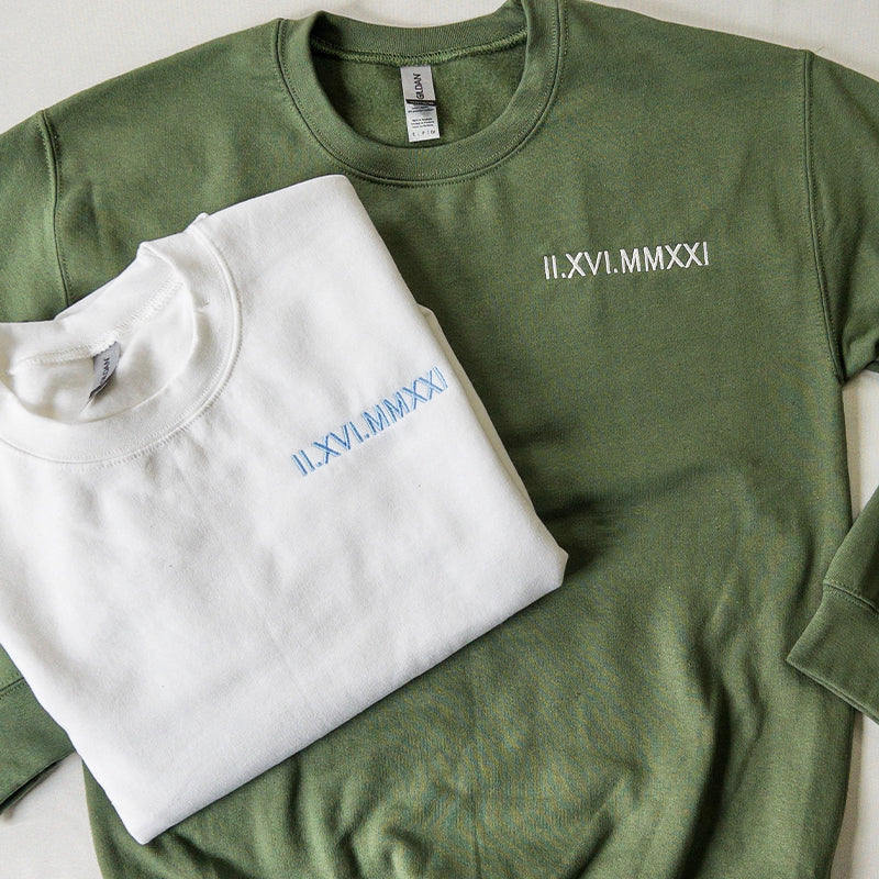 Custom Embroidered Roman Numeral Sweatshirt Gifts For Couples
