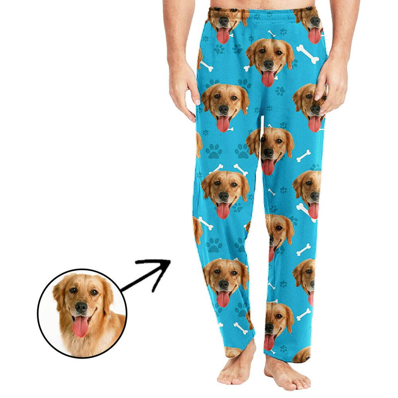Custom Face Pajamas Pants For Women Dog Footprint Long Sleeve Mother's Day Gifts