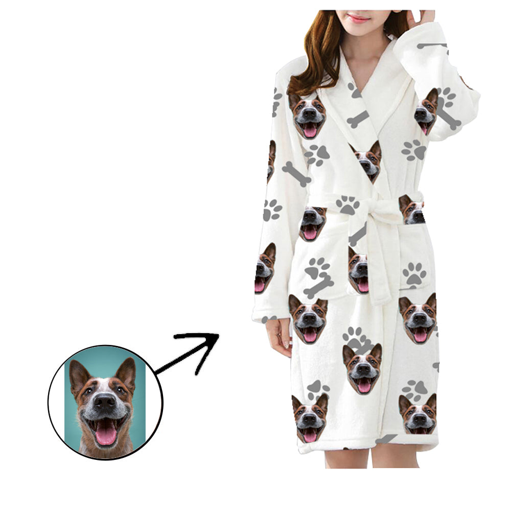 Custom Pajamas Robe Unisex My Dog Footprint Satin Pajamas Robe Flannel Pajamas Robe