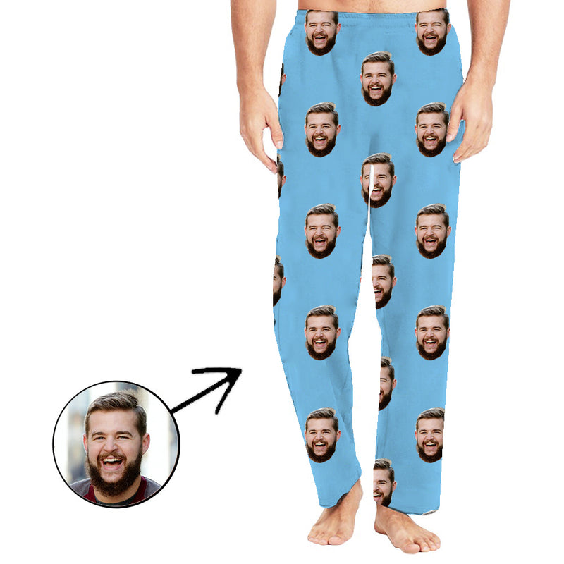 Custom Photo Pajamas Pants For Men I Love My Wife Long Sleeve