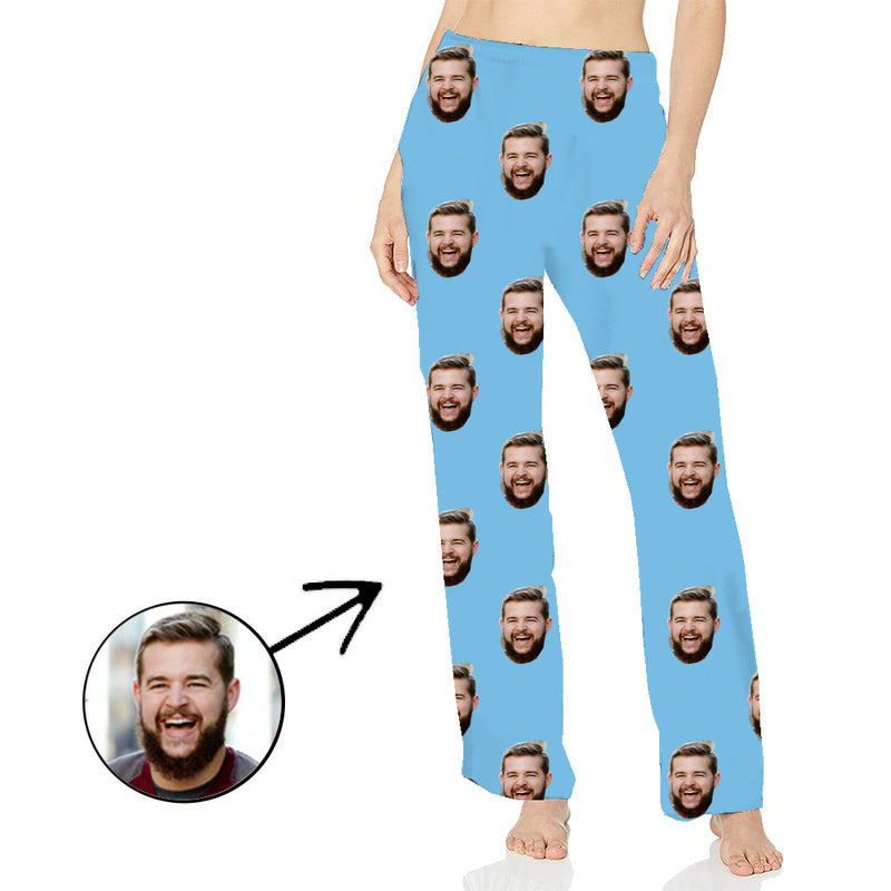 Custom Photo Pajamas Pants For Women I Love My Wife Long Sleeve